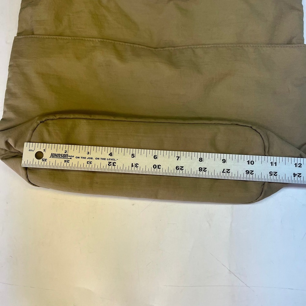 Baggallini Khaki Nylon Crossbody Hobo Bag Adjustable Strap Tan Blue Lining - Picture 13 of 14